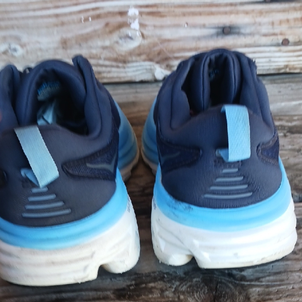 Hoka Bondi 8 Blue and Black Athletic Shoes with Maximalist Cushioning - Picture 12 of 15